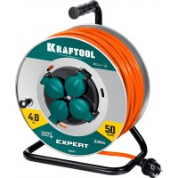 KRAFTOOL ПВС 3х2.5 50м 4000Вт IP44, Силовой удлинитель на стальной катушкеEXPERT (55089-50)