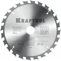 KRAFTOOL Fast, 190 х 20 мм, 24Т, пильный диск по дереву (36950-190-20)