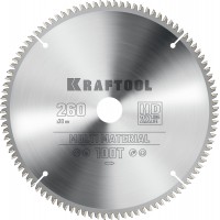 KRAFTOOL Multi Material, 260 х 30 мм, 100Т, пильный диск по алюминию (36953-260-30)