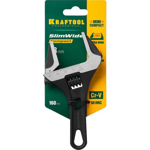 KRAFTOOL 160/43 мм, Cr-V, ключ разводной SlimWide Compact 27266-25