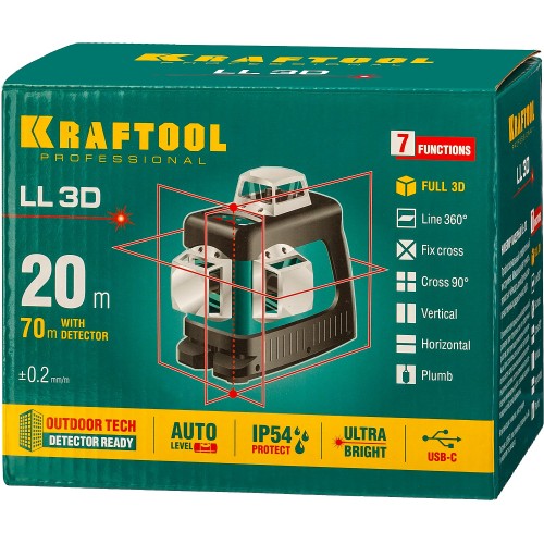 KRAFTOOL линейный лазерный нивелир LL3D 34640_z01 Professional