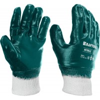 KRAFTOOL L, с нитриловым покрытием перчатки износостойкие, с манжетой, защита от нефтепродуктов 11289-L