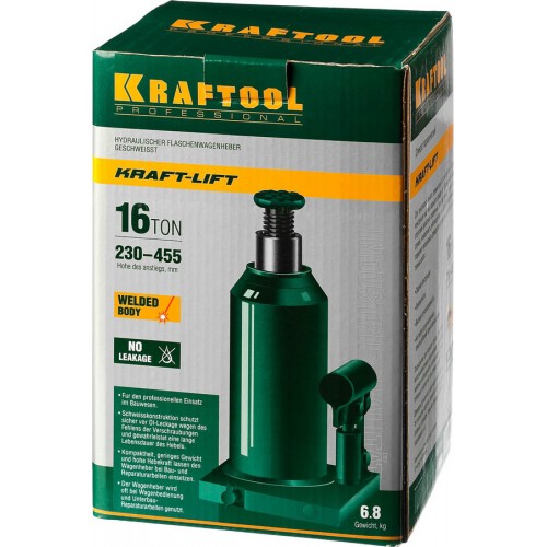 KRAFTOOL 16 т, 230-455 мм, домкрат гидравлический бутылочный сварной Kraft-Lift 43462-16_z01