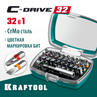 KRAFTOOL 32 шт, Cr-Mo, набор бит CLR многофункциональных 26067-H32