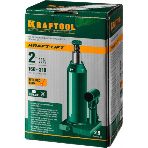KRAFTOOL 2 т, 160-310 мм, домкрат гидравлический бутылочный сварной Kraft-Lift 43462-2_z01