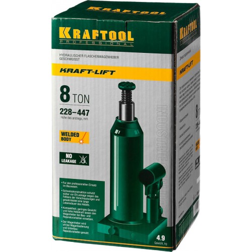 KRAFTOOL 8 т, 228-447 мм, домкрат гидравлический бутылочный сварной Kraft-Lift 43462-8_z01
