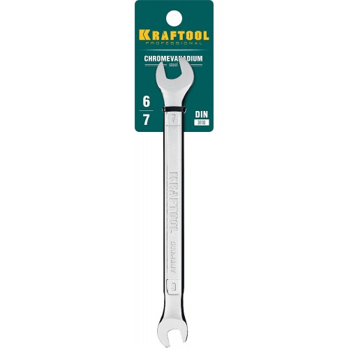 KRAFTOOL 6х7 мм, Cr-V сталь, хромированный, гаечный ключ рожковый 27033-06-07_z01