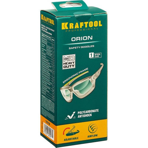 KRAFTOOL прозрачные, непрямая вентиляция, поликарбонатная монолинза, очки защитные SG-H 110305_z01