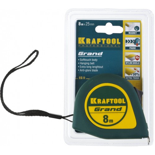 KRAFTOOL 7.5 м х 25 мм, рулетка GRAND 34022-08-25