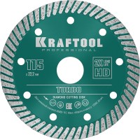 KRAFTOOL Ø 115Х22.2 мм, алмазный, сегментный, по армированному бетону, кирпичу диск отрезной TURBO 36682-115