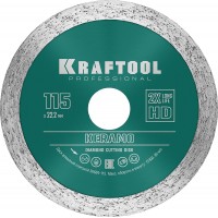 KRAFTOOL Ø 115Х22.2 мм, алмазный, сплошной, по керамограниту, керамической плитке диск отрезной KERAMO 36684-115