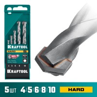 KRAFTOOL 5 шт: Ø 4-5-6-8-10 мм набор сверл по твёрдым материалам HARD 29177-H5