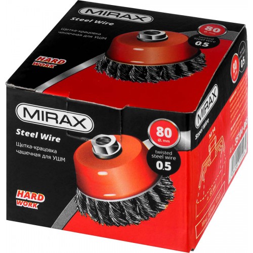 MIRAX d 80 мм, щетка-крацовка чашечная для УШМ 35104-080
