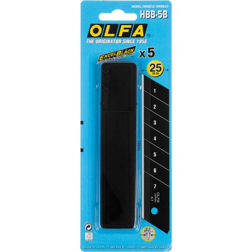 OLFA 25 мм, 5 шт., лезвия сегментированные EXCEL BLACK OL-HBB-5B
