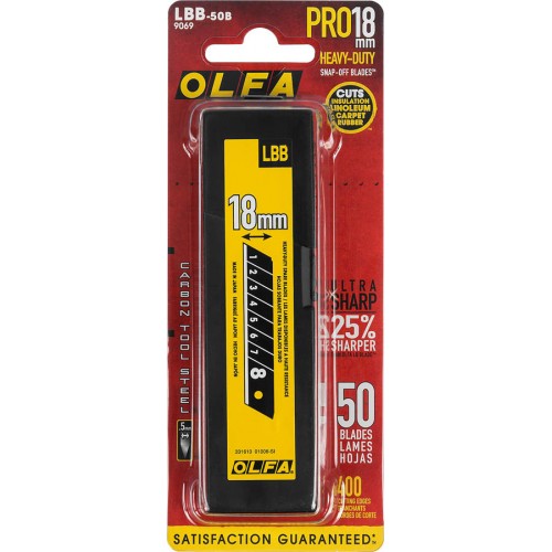 OLFA 18 мм, 50 шт., лезвия сегментированные EXCEL BLACK OL-LBB-50B