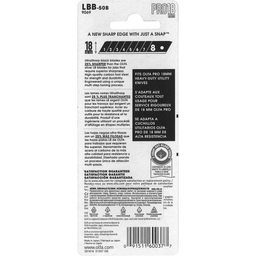 OLFA 18 мм, 50 шт., лезвия сегментированные EXCEL BLACK OL-LBB-50B