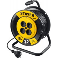 STAYER S-207, ПВС, 2 х 0.75 мм2, 30 м, 2200 Вт, удлинитель на катушке (55073-30)