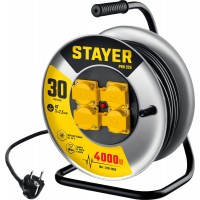 STAYER PRO-325, КГ, 3 х 2.5 мм2, 30 м, 4000 Вт, IP44, силовой удлинитель на стальной катушке (55076-30)