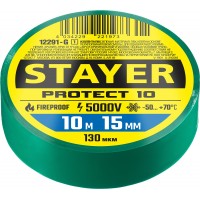 STAYER 10м х 15 мм, зеленая, Protect-10 изолента ПВХ 12291-G_z01 Professional
