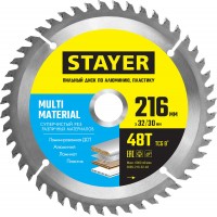 STAYER 216 х 32/30 мм, 48Т, диск пильный по алюминию Multi Material 3685-216-32-48 Master