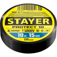 STAYER 10м х 15 мм, черная, Protect-10 изолента ПВХ 12291-D_z01 Professional