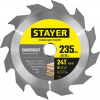 STAYER  235 x 30/20 мм, 24Т, диск пильный по дереву с гвоздями Construct 3683-235-30-24_z01