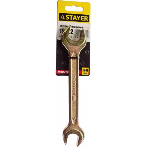 STAYER 19х22 мм, Hi-Q Сталь, оцинкованный, гаечный ключ рожковый 27038-19-22 Master