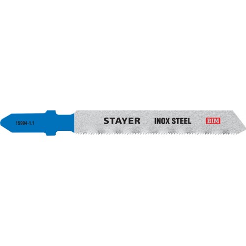 STAYER по металлу (листовой, цветной), EU-хвостовик, шаг 1.1 мм, 50 мм, 2 шт., полотна для эл/лобзика Bi-Metal 15994-1.1_z02 Professional