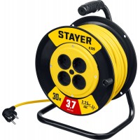 STAYER 30 м, 3750 Вт, ПВС 2х2.5, силовой удлинитель на катушке S 225 55070-30