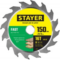 STAYER 150 x 20/16 мм, 16T, диск пильный по дереву 3680-150-20-16_z01 FAST