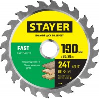 STAYER 190 x 30/20 мм, 24Т, диск пильный по дереву FAST 3680-190-30-24_z01 Master