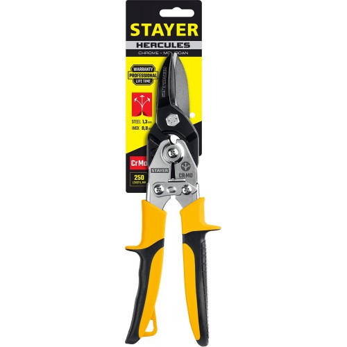 STAYER 250 мм, прямые двухрычажные усиленные ножницы по металлу Hercules 2320_z01 Professional