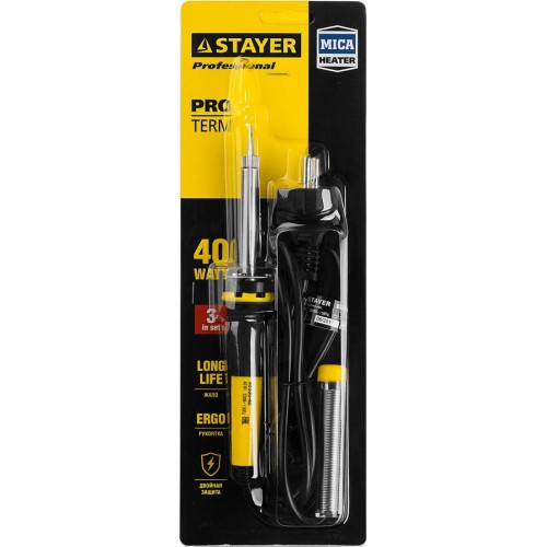 STAYER 40 Вт, 220 В, конус, двухкомпонентная рукоятка, электропаяльник Proterm 55300-40 Professional
