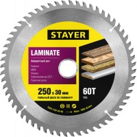 STAYER Ø 250 x 30 мм, 60T, пильный диск по ламинату 3684-250-30-60