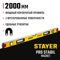 STAYER 2000 мм, 3 глазка, точность 0.5 мм/м, уровень магнитный PRO STABIL MAGNET 3480-200