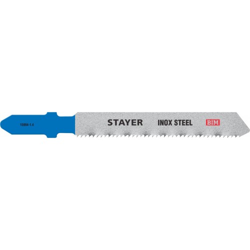 STAYER по металлу (листовой), нерж.стали, EU-хвостовик, шаг 1.4 мм, 50 мм, 2 шт., полотна для эл./лобзика Bi-Metal 15994-1.4_z02 Professional