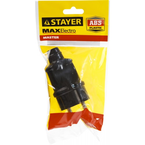 STAYER 16А/220 В, 3500 Вт, черная, вилка прямая MAXElectro 55160-B