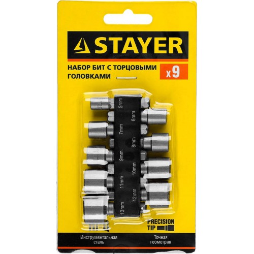 STAYER 9 шт., набор бит с торцовыми головками 26089-H9
