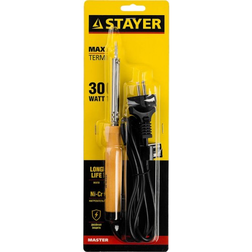 STAYER 30 Вт, 220 В, конус, деревянная рукоятка, электропаяльник Maxterm 55310-30 Master