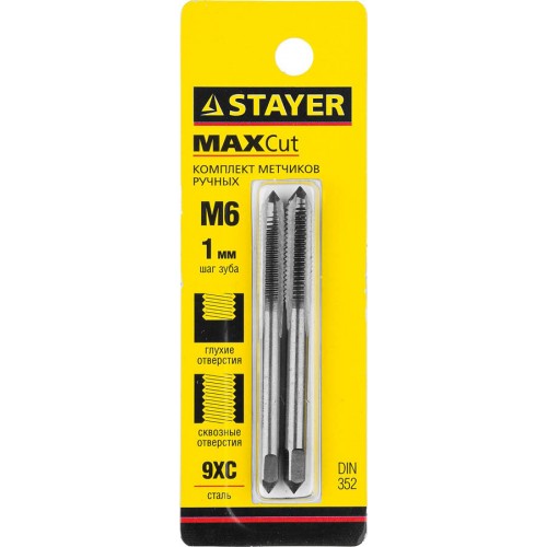 STAYER M6 х 1.0 мм, 2 шт., комплект метчиков MaxCut 28025-06-1.0-H2
