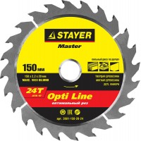 STAYER Ø 150 x 20 мм, 24T, диск пильный по дереву 3681-150-20-24