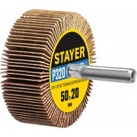 STAYER P320, 50х20 мм, круг шлифовальный лепестковый на шпильке 36607-320