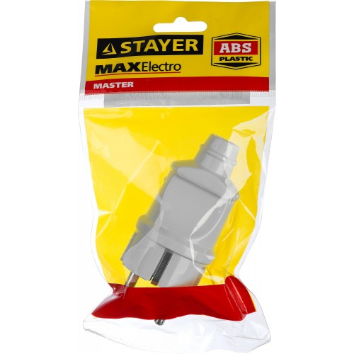 STAYER 16А/220 В, вилка электрическая 55160-W