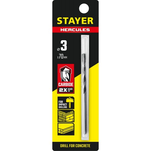 STAYER 3 x 70  мм, сверло по бетону HERCULES 2915-070-03_z01 PROFESSIONAL