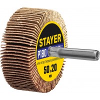 STAYER P180, 50х20 мм, круг шлифовальный лепестковый на шпильке 36607-180