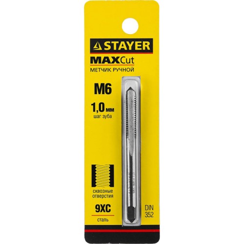 STAYER М6х1.0 мм, метчик для сквозных отверстий MaxCut 28020-06-1.0