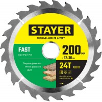 STAYER 200 x 32/30 мм, 24Т, диск пильный по дереву FAST 3680-200-32-24_z01 Master