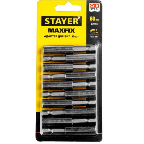 STAYER 60 мм, 10 шт., адаптер для бит магнитный MAXFIX 2670-60-10