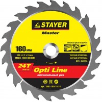 STAYER Ø 160 x 16 мм, 24T, диск пильный по дереву 3681-160-16-24