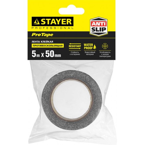 STAYER 50 мм х 5м, черная, лента клейкая противоскользящая (скотч) 12270-50-05